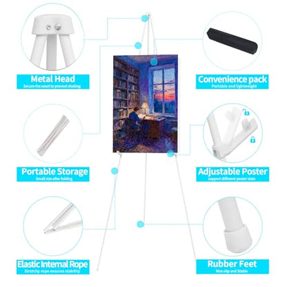 MXG 7-66" Adjustable Metal White Easel Stand for Painting, Sign & Display - color: White