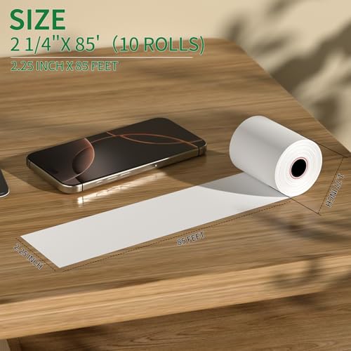 (10 Rolls) 2 1/4" x 85' Thermal Receipt Paper Roll - size: 2 1/4" x 85', style: 10 Rolls