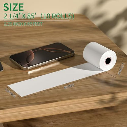 (10 Rolls) 2 1/4" x 85' Thermal Receipt Paper Roll - size: 2 1/4" x 85', style: 10 Rolls