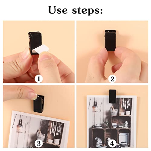 20 Pieces Self Adhesive Clips, Tapestry Sticky Wall Photo Poster Clips - color: Black