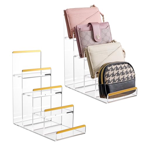 2 Pack Acrylic Wallet Display Stands, 4-Tier Purse Display Stands - size: 4 Tier (2 Pack)