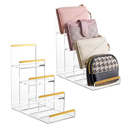 2 Pack Acrylic Wallet Display Stands, 4-Tier Purse Display Stands - size: 4 Tier (2 Pack)