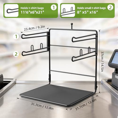 Plastic Bag Holder, Metal Base Grocery Bag Organizer - color: Black