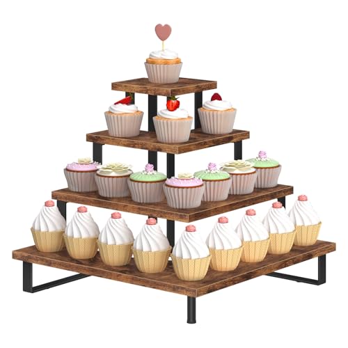ELITEROO Wooden Cupcake Stand, Tiered Cupcake Display Tower Stand - size: Right Angle Corner