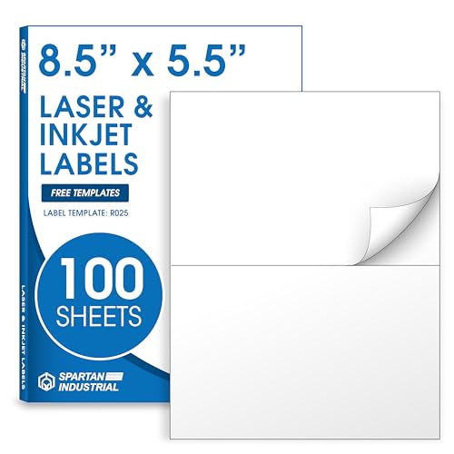 8.5" X 5.5" Matte White Printable Half Sheet Shipping Labels - size: 8-1/2" X 5-1/2"