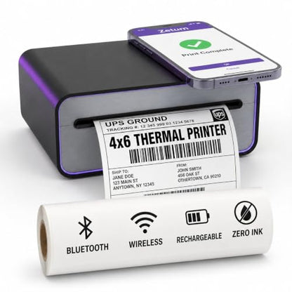 4x6 Thermal Shipping Label Printer, Bluetooth Wireless