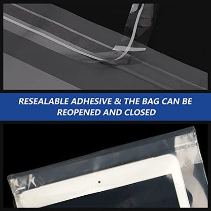 iMailer - 500 Count - 12" x 18" Poly Bags with Suffocation Warning - Clear Plastic Packaging Bags for Clothing, T-Shirts - Resealable Adhesive, Not Strong - size: 12" x 18", style: Resealable Glue