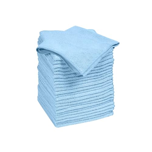 Quickie Microfiber Cleaning Cloth 14 x 14 Inches Blue Pack of 24 Washable and Reusable Ideal for Multi-Surface Indoor/Outdoor Dusting and Polishing - size: 14 inch x 14 inch, style: 24 Pack