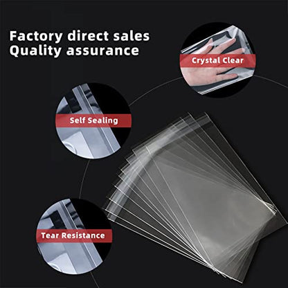 Self Sealing Cellophane Bags, Clear, 10x14 in, 100 Pcs - size: 10x14 Inch (Pack of 100)