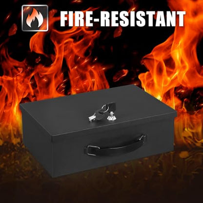 xydled Fireproof Document Box with Key Lock, Fire Safe Box, Black - color: Black, size: X Large