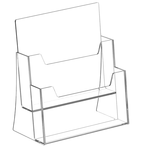 Acrylic Brochure Holder 8.5 x 11 Inch, 2 Tier, Flyer, Countertop Organizer