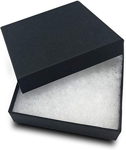 RJ Displays 6 Pack Cotton Filled Matte Black Cardboard Jewelry Boxes for Necklace, Bracelet boxes, Watch & Small Gifts box, Jewelry Gift Boxes Size 3 1/2" x 3 1/2" x 1" Inch - - color: Matte Black