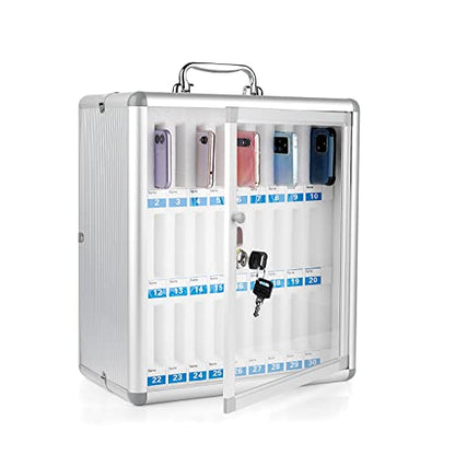 30 Slots Aluminum Alloy Cell Phone Locker, Phone Holder for Classroom - size: 30 Slots Transparent