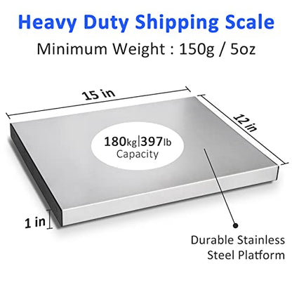 THINKSCALE Shipping Scale, 397lb Heavy Duty Digital Stainless Steel Large Platform Postal Scale with Wireless Display, Office Package Scale Postage Scale,Commercial Scale for Business, Puppy Scale