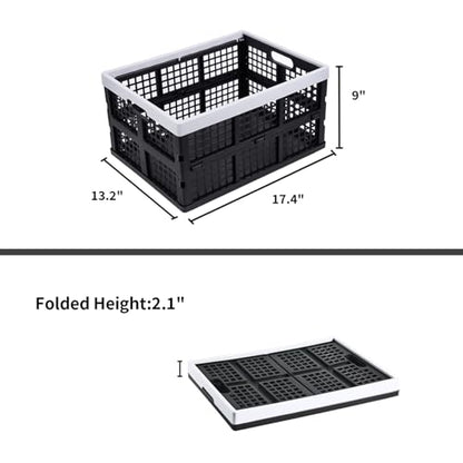 Aebeky 3-Pack Plastic Collapsible Storage Crates-30L,Foldable Plastic Crates for Storage (Black+Gray) - color: Black+Gray