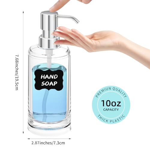 Clear Plastic Dish Soap Dispenser, 10 oz Pump Bottle for Kitchen & Bathroom - color: Clear