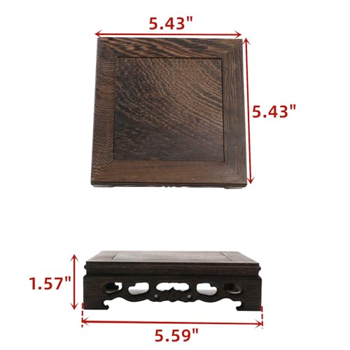 Wooden Display Stand Base 5.43" x 5.43" Square Wood Carved Pedestal - style: Square