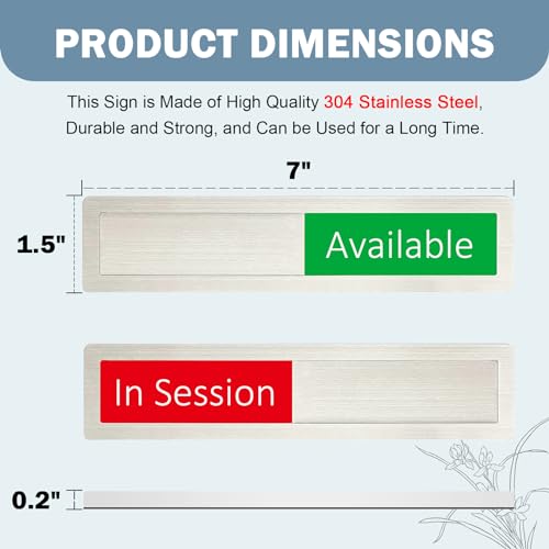 In Session or Available Sign,Vacant Occupied Indicator-7'' x 1.5'' - color: In Session/Available-Silver