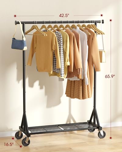 Sakugi Stainless Steel Clothes Rack Mesh Shelf, 42.5x16.5x65.9, Black - color: Black, size: 42.5" x 16.5" x 65.9"(1 Rod)