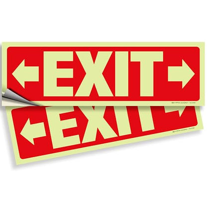iSYFIX Exit Stickers Signs, 2 Pack 12x4 Inch, Glow in the Dark - color: Sticker Righ&Left Glow, size: 2 Pk 12x4