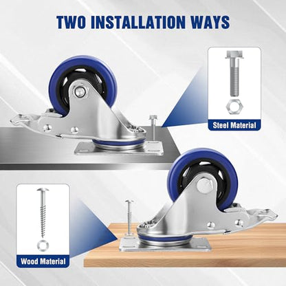 WORKPRO 3" Caster Wheels, 1760 LBS Heavy Duty Swivel Casters, Set of 4 - style: 3 Inch