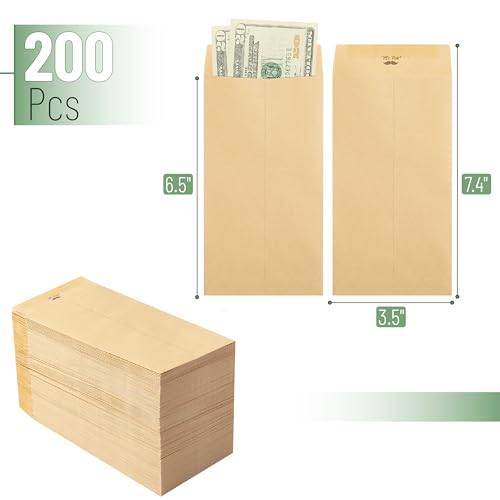 Mr. Pen- Money Envelopes for Cash Bulk, 6.5" x 3.5", 200 Pack, Kraft Paper - color: Brown, size: 200 Pack