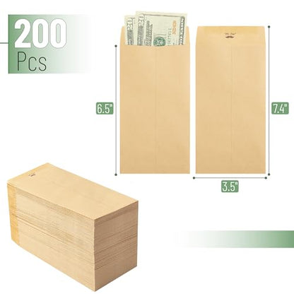 Mr. Pen- Money Envelopes for Cash Bulk, 6.5" x 3.5", 200 Pack, Kraft Paper - color: Brown, size: 200 Pack