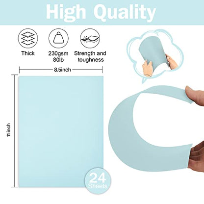 Goefun 80lb 24 Sheets Light Blue Cardstock 8.5 x 11 Pastel Paper - color: blue, size: 8.5x11