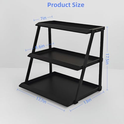 3-Tier Carbon Steel Cupcake Stand,Countertop Candy&Snack Display Rack,Black