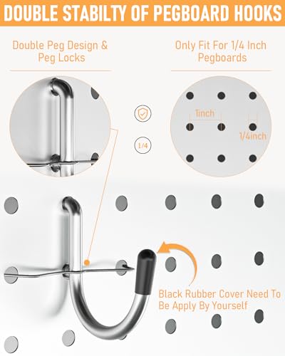 INCLY 206PCS Heavy Duty 1/4" Pegboard Hooks Set for Hanging Tools - size: 1/4 Inch
