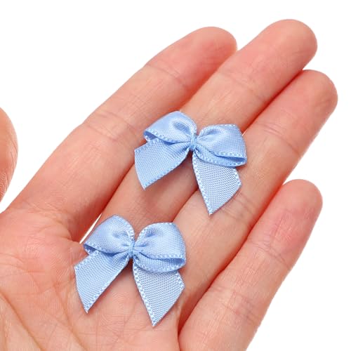 MECCANIXITY Mini Ribbon Bow 1" Mini Fabric Flower Bows Dusty Blue 150Pcs - color: Dusty Blue