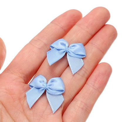 MECCANIXITY Mini Ribbon Bow 1" Mini Fabric Flower Bows Dusty Blue 150Pcs - color: Dusty Blue
