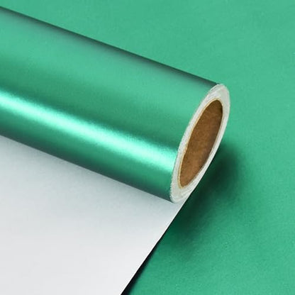 BEISHIDA Green Wrapping Paper Roll, Metal Matte Solid Color Gift Wrapping Paper for Christmas Wedding Graduation Birthday(17inches X 32.8ft) - color: metallicmatte-green