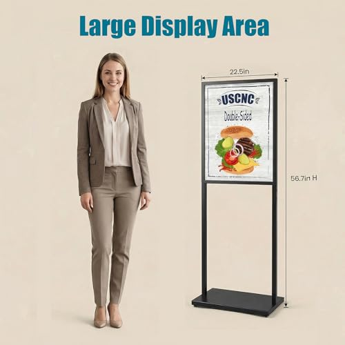 Double Sided Metal Sign Stand, 22x28Inch Black Poster Display Holder - color: Black
