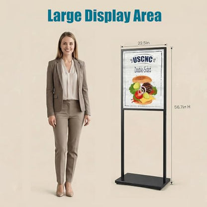 Double Sided Metal Sign Stand, 22x28Inch Black Poster Display Holder - color: Black