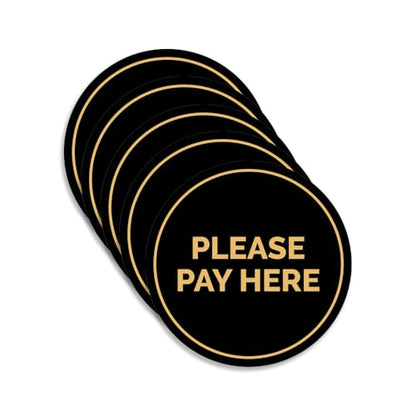 Signs ByLITA Circle Pay Here Sign (Black/Gold) - Small (5 Pack) - color: Black Gold, size: 4" - Small (5 Pack)
