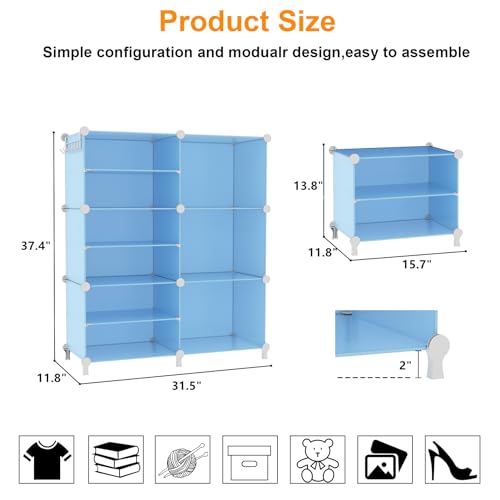 AWTATOS 6 Cube Closet Organizer Storage Shelves,Blue - color: Blue