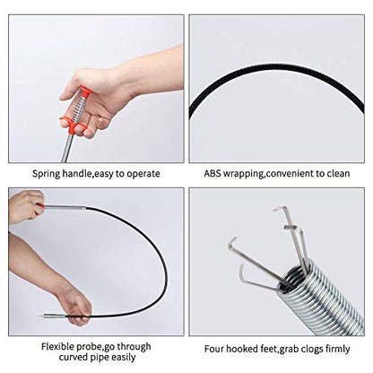 DR.PEN Flexible Grabber Claw Pick Up Reacher Tool (Drain Clog Remove Tool), With 4 Claws Bendable Hose Pickup Reaching Assist Tool for Litter Pick, Home and Kitchen Sink, Drains, Toilet (63 inch) - style: 63inch