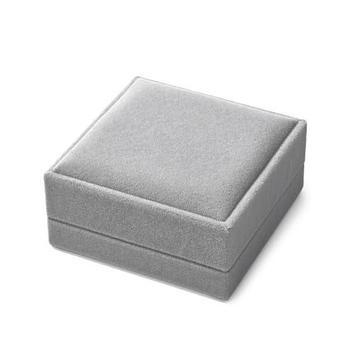 Velvet Jewelry Set Box, Gray Velvet Necklace Earring Ring Organizer - color: Grey
