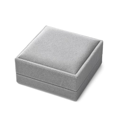 Velvet Jewelry Set Box, Gray Velvet Necklace Earring Ring Organizer - color: Grey