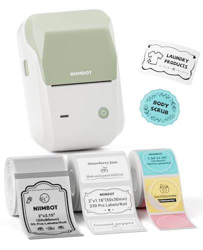 NIIMBOT B1 Label Maker Came with 3 Roll White Labels(Green) - color: Green, size: Printer+ 3 Tapes