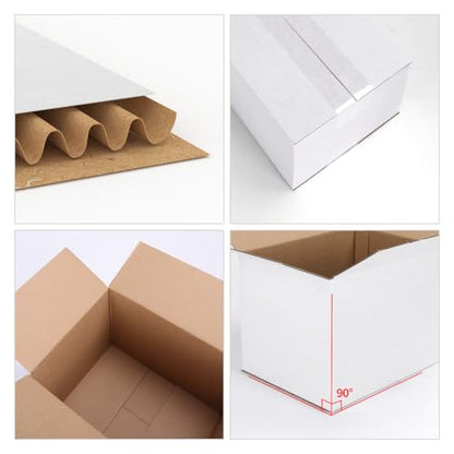 CRUGLA 8x6x6 White Shipping Boxes Set of 6, White Corrugated Cardboard Boxes for Small Business Shipping Mailing Packing - size: 8x6x6 Inch 6 Pack