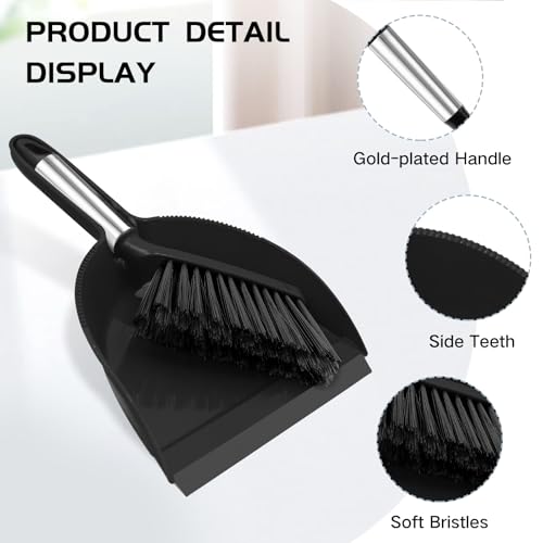 NACENA Mini Broom and Dustpan Set, Small Dust Pan and Brush Set, Black - color: Black, size: 1 Pack