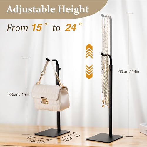 2-Pack Adjustable Tabletop Purse & Banner Display Stands, Black - color: Black
