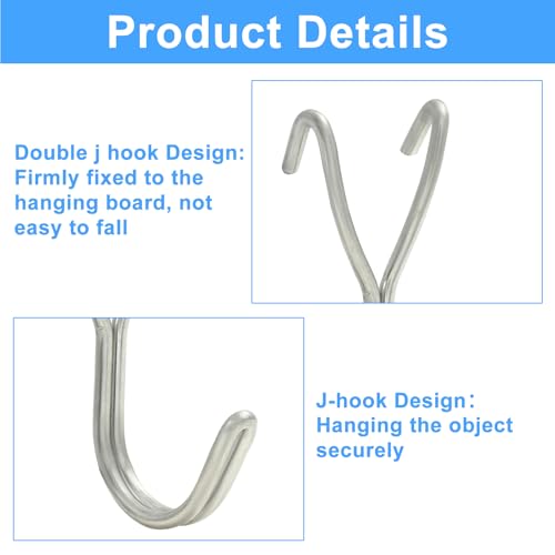Pegboard Hooks, 3/4 Inch Silver, 30 Pack