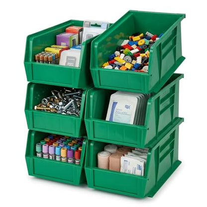 Quantum Storage QUS265 Ultra Stack and Hang Bins - 18" x 8-1/4" x 9" - 6 Pack - color: Green