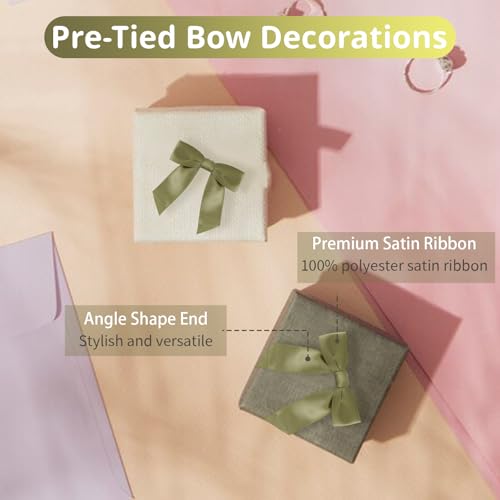 50pcs Sage Twist Tie Bows, 3.5'' Pre-Tied Satin Ribbon Mini Sage Bows for Gift Wrapping, Crafts, Wedding, Birthday, Party, Bridal Shower, Christmas - color: Sage