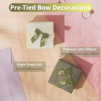 50pcs Sage Twist Tie Bows, 3.5'' Pre-Tied Satin Ribbon Mini Sage Bows for Gift Wrapping, Crafts, Wedding, Birthday, Party, Bridal Shower, Christmas - color: Sage