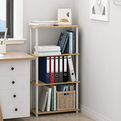 Furinno Turn-N-Tube Toolless 4-Tier Storage Shelves, Beech - color: Beech/White, size: 4-Tier Round Tube