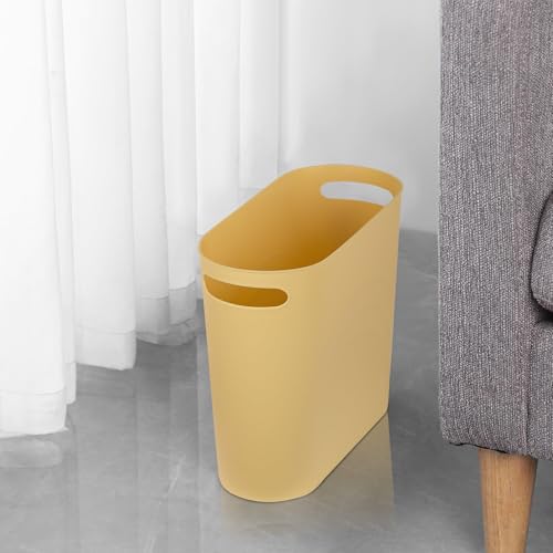 rejomiik Small Bathroom Trash Can, 3.5 Gallon Slim Garbage Can, Yellow - color: Yellow, size: 1 pack